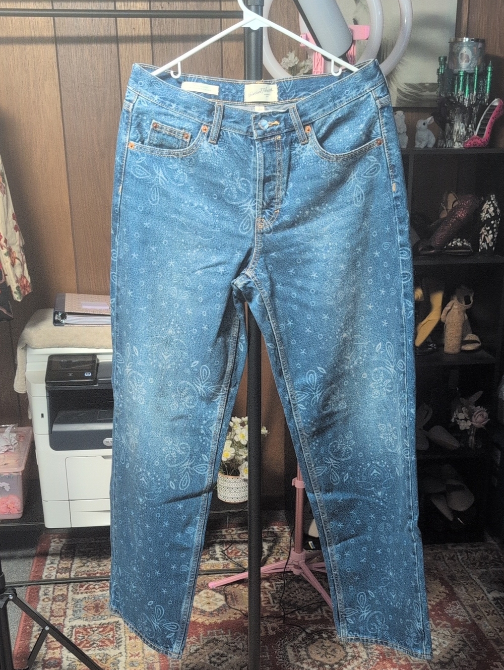 Universal Thread Blue Paisley-Print Women's Jeans EUC